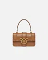 Pinko Braided-leather Crossbody Bag In Brown