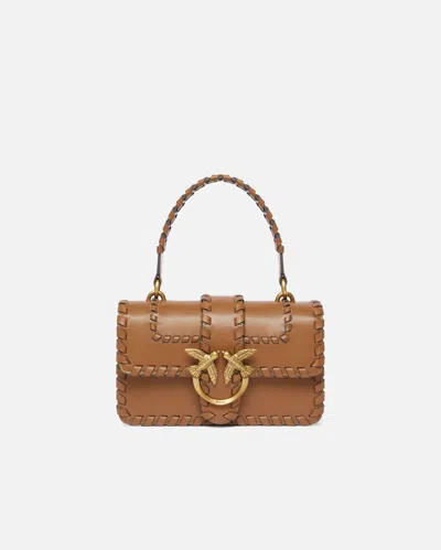Pinko Leather Mini Love Bag In Brown