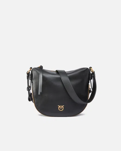 Pinko Small Leather Hobo Shoulder Bag With Zip In Multi