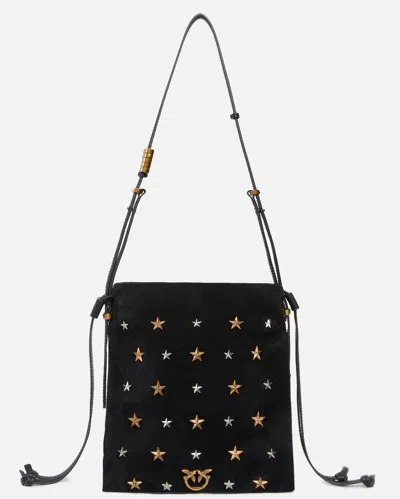 PINKO PETIT SAC PORTÉ ÉPAULE MINI SLOUCHY BAG EN DAIM AVEC CLOUS EN FORME D'ÉTOILE