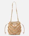 Pinko Small Crossbody Bucket Bag In Raffia With Fringe