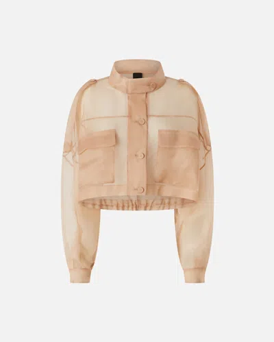 Pinko Petite Veste Cropped En Organza De Soie Transparent In Rose Acajou