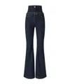 Pinko Flared High-waisted Bustier Jeans In Black