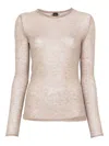 Pinko Beige Fitted Sweater With Round Neckline In Neutral