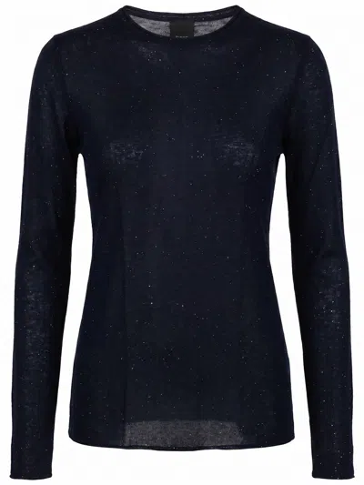Pinko Glitter-embellished Long-sleeve Sweater In Blue