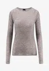 Pinko Pico Wool Crewneck Sweater In Gray