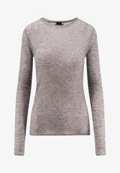 Pinko Pico Wool Crewneck Sweater In Gray