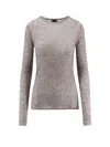 Pinko Crew-neck Sweater With Sequins In Gray