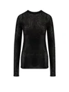 Pinko Crew-neck Sweater With Sequins In Black