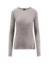 Pinko Crew-neck Sweater With Sequins In Gray
