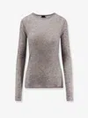 Pinko Crew-neck Sweater With Sequins In Gray