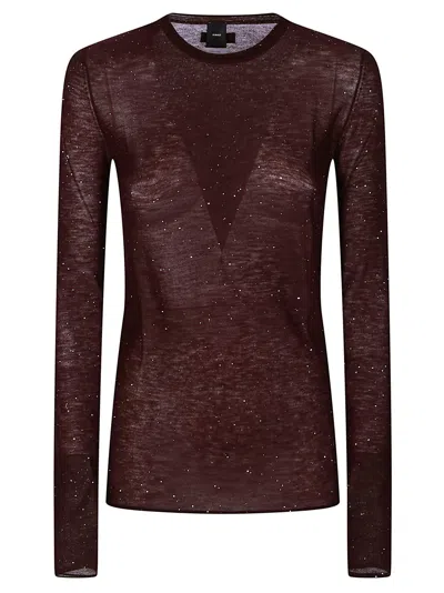 Pinko Pico Wool-blend Subtle Shimmer Sweater In Burgundy