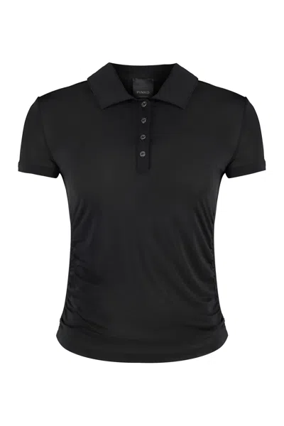 Pinko Picozza Viscose Polo Shirt In Black