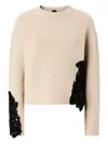 Pinko Piemonte Wool Blend Crewneck Sweater In Neutral