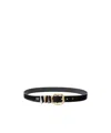 Pinko Logo Buckle Leather Adjustable Belt In Black