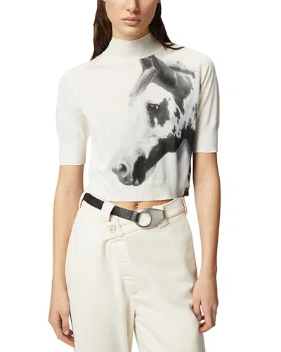 Pinko Pindos Maglia Boxy Tee In White/grey/black