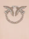 Pinko 'quentin' Pink Crewneck T-shirt With Love Birds Diamond Cut Logo On The Front