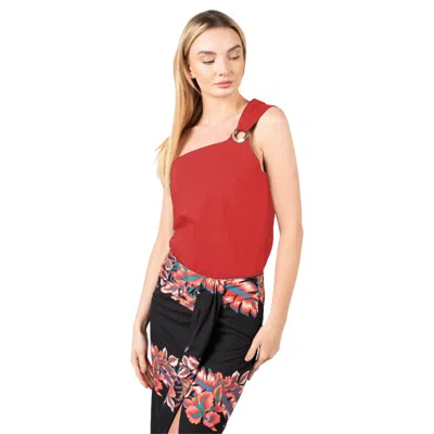 Pinko Chic Asymmetric Cotton Top With Logo Detail In Pink