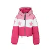 Pinko Pink Crop Down Jacket For Girl With Logo In Multicolor