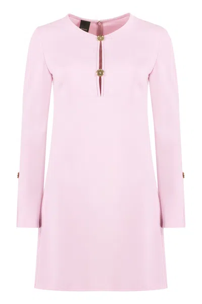 PINKO PINK CUT OUT DRESS WITH DECORATIVE BUTTONS AND CUFFS