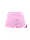 Pinko Pink Denim Shorts With Leather Logo Patch In Pink