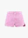 Pinko Shorts In Pink Denim Con Patch Logo In Pelle In Purple