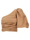 Pinko Asymmetrical One-shoulder Taffeta Top In Cameo Pink In Pink