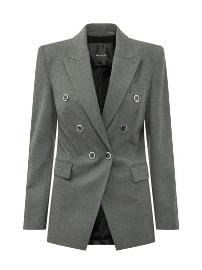 Pinko Pink Hibiscus Jacket Blazer In Grigio Corvo