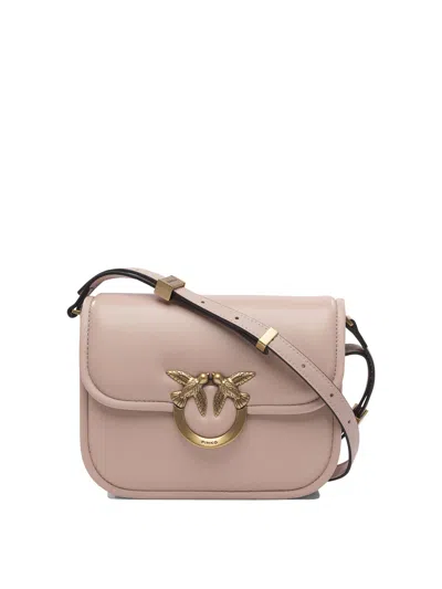 Pinko Pink Leather Crossbody Bag In Purple