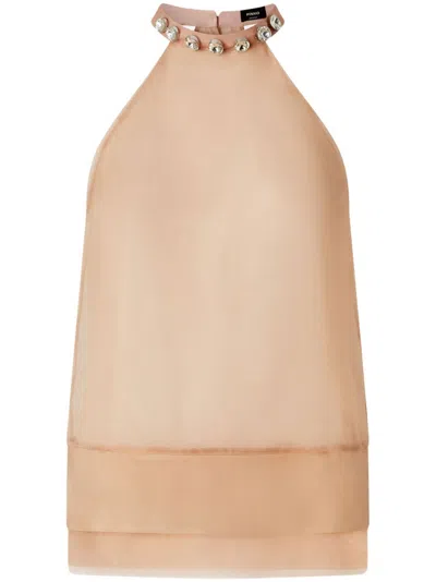 Pinko Pink Silk Blouse In Brown