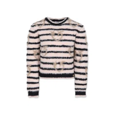 Pinko Kids' Pink Sweater For Girl With Logo In Multicolor