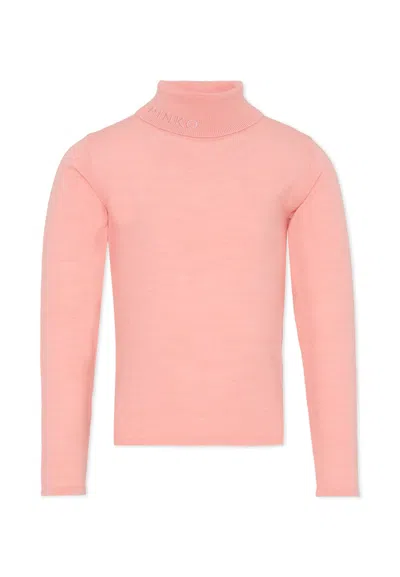 PINKO PINK TURTLENECK FOR GIRL WITH LOGO