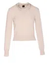 Pinko Rhinestone-embellished Gray Sweater With Fitted Silhouette In White