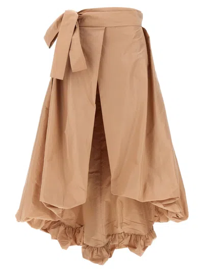 Pinko Pink Wide Taffeta Skirt With Bow