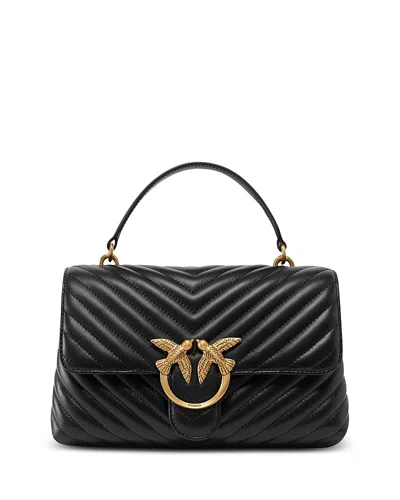 Pinko Lady Love Puff Black Handbag In Nappa Leather With Chevron Pattern Woman