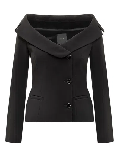 Pinko Antonina Blazer With Bardot Neckline In Black