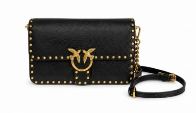 Pinko Love One Studded Shoulder Bag In Black