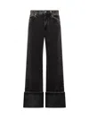 Pinko Wide-leg Jeans In Black Denim In Multi