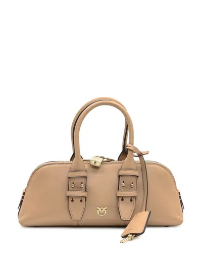 PINKO PINKO PINKO BOWLING BAG BAGUETTE IN BEIGE LEATHER