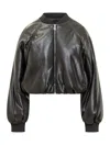 Pinko Brodo Black Faux Leather Bomber Jacket In Black
