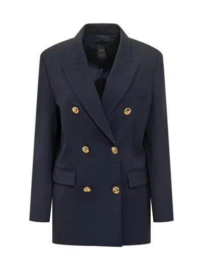 Pinko Double-breasted Blazer With Gold Buttons In Blue
