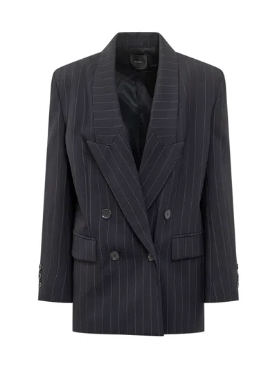 Pinko Double-breasted Pinstripe Blazer In Blue