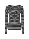 Pinko Striped Button-front Long-sleeve T-shirt In Black