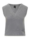 Pinko Grey Knit V-neck Gilet In Gray