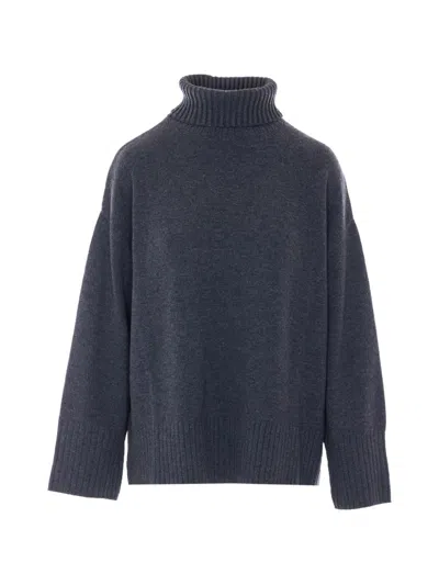 Pinko Grey Wool Cashmere Sweater In Blue
