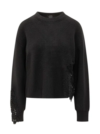 Pinko Lace Insert Sweater In Black