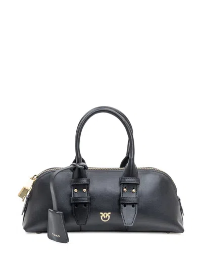 PINKO PINKO PINKO LEATHER BOWLING BAGUETTE BAG BLACK