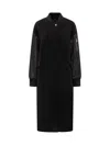 Pinko Long Bomber Coat In Wool And Nylon In Black