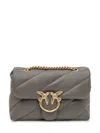 Pinko Love Quilted Logo-embellished Shoulder Bag In Gray