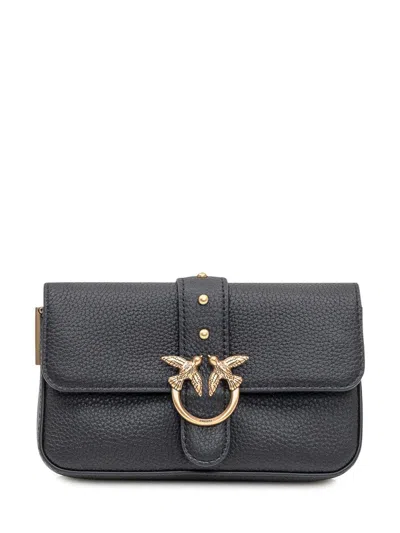 Pinko Love Mini Bag In Black Grained Leather